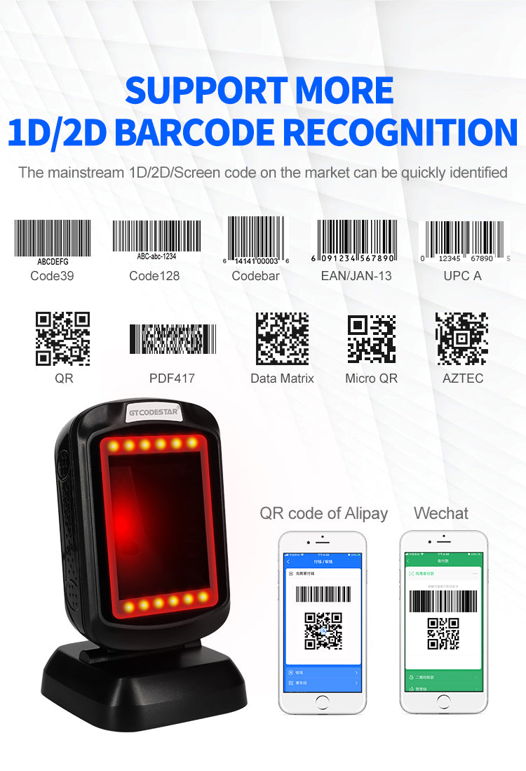 KUNST® GT-9208 Desktop 2D Image Barcode Scanner