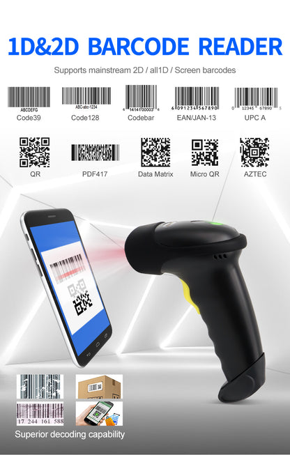 KUNST® X-9201BC Wireless 2.4G 2D Barcode Scanne