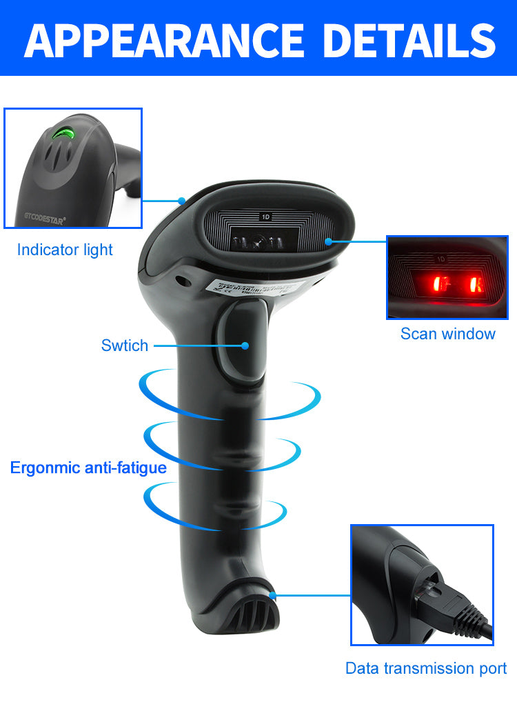 KUNST® X-9700 Wired 1D Image CCD Barcode Scanner