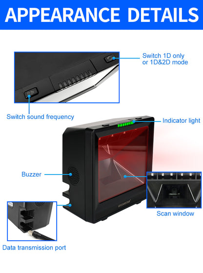 KUNST® GT-9900B Desktop 2D Image Barcode Scanner