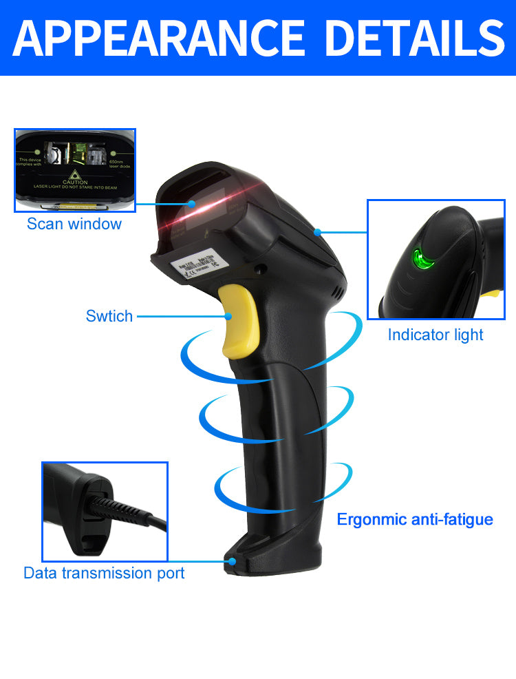 KUNST® X-9101 1D Laser Wired Barcode Scanner