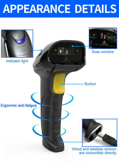 KUNST® X-620F 1D Wireless 2.4G Laser Barcode Scanner