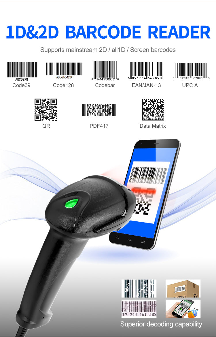 KUNST® X-760H 2D Wired Barcode Scanner