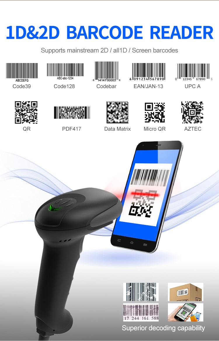 KUNST® X-760E 2D Wired Barcode Scanner