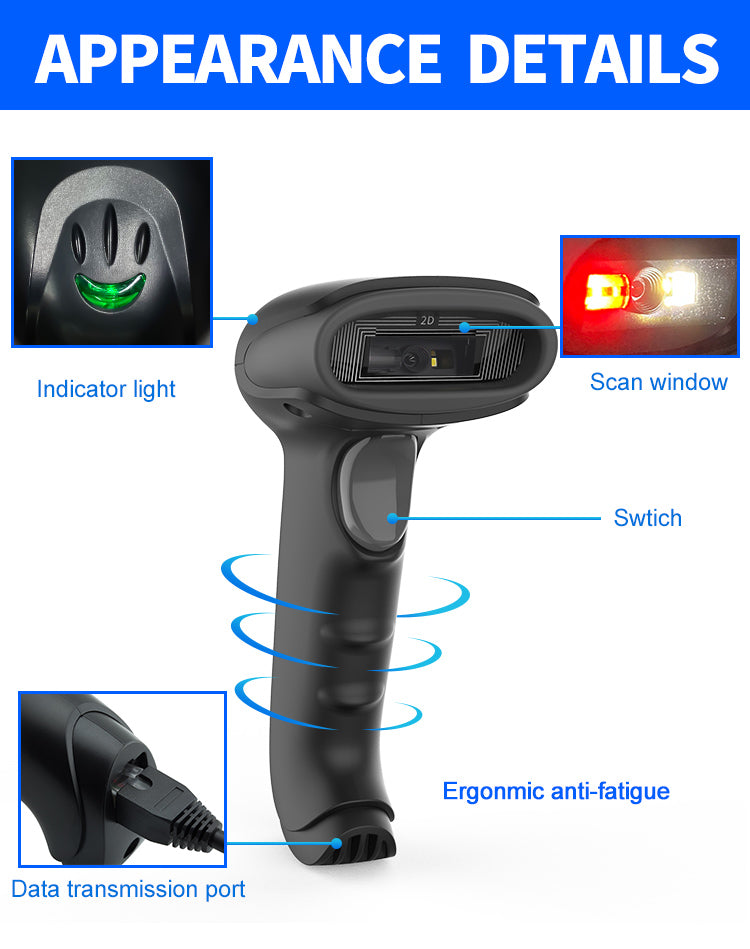 KUNST® X-760E 2D Wired Barcode Scanner