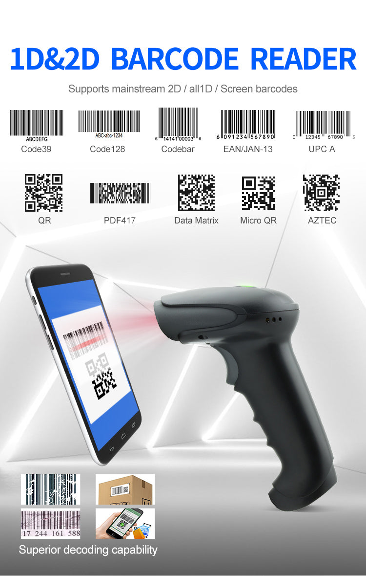 KUNST® X-9701CH Wireless 2.4G 2D Barcode Scanne