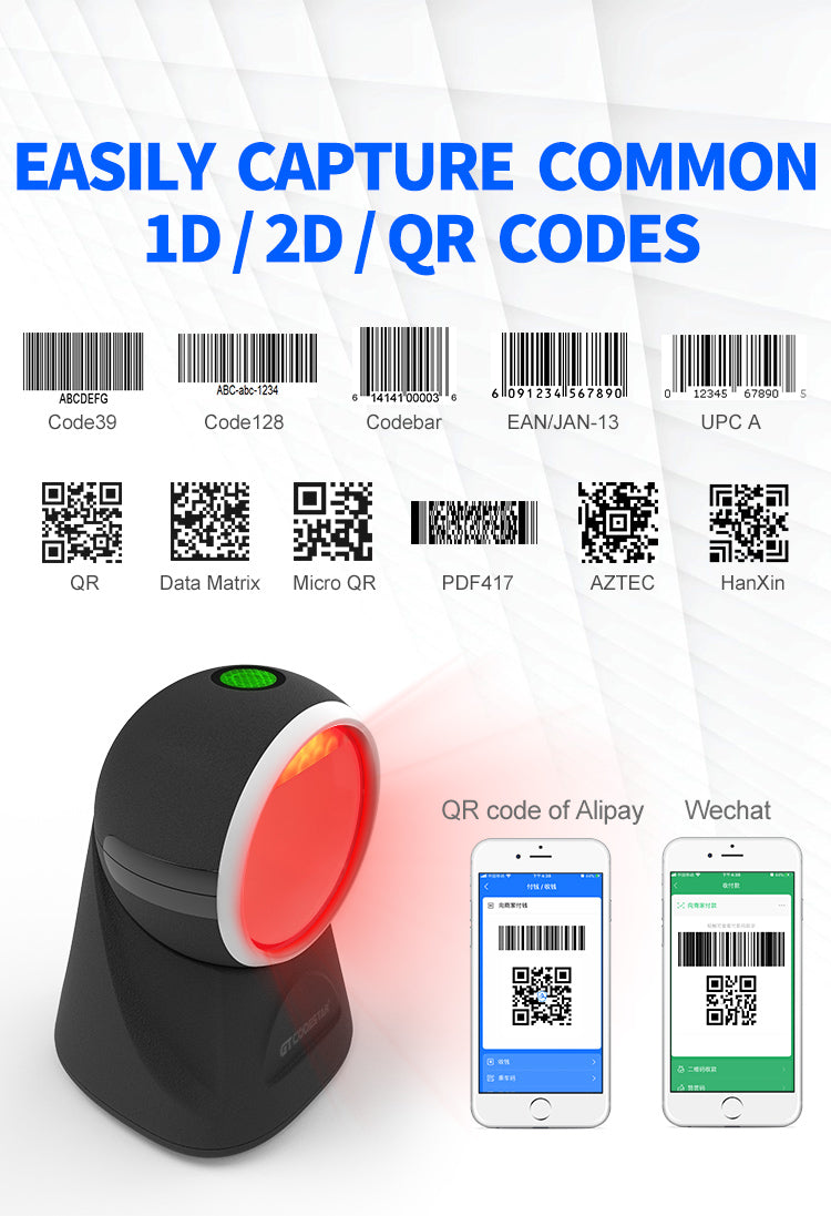 KUNST® GT-8801 Desktop 2D Image Barcode Scanner