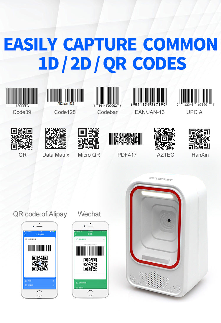 KUNST® GT-7100C Wireless Desktop 2D Image Barcode Scanner