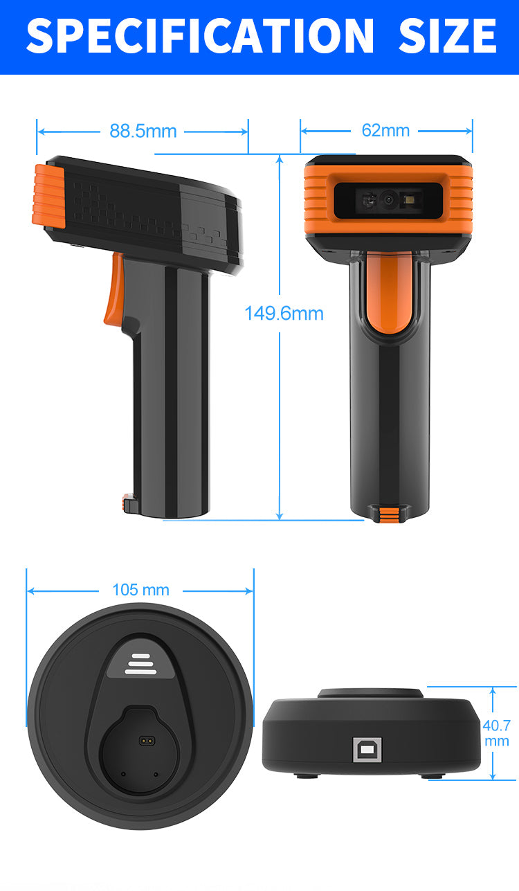 KUNST® GT-3303H Wireless 2.4G Barcode Scanner with Charging Cradle