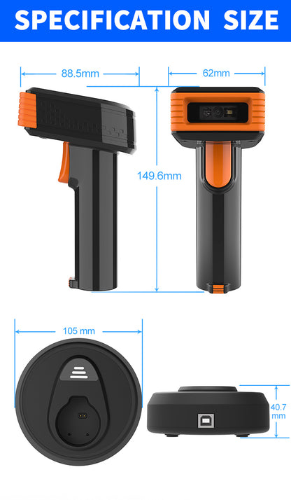 KUNST® GT-3303H Wireless 2.4G Barcode Scanner with Charging Cradle