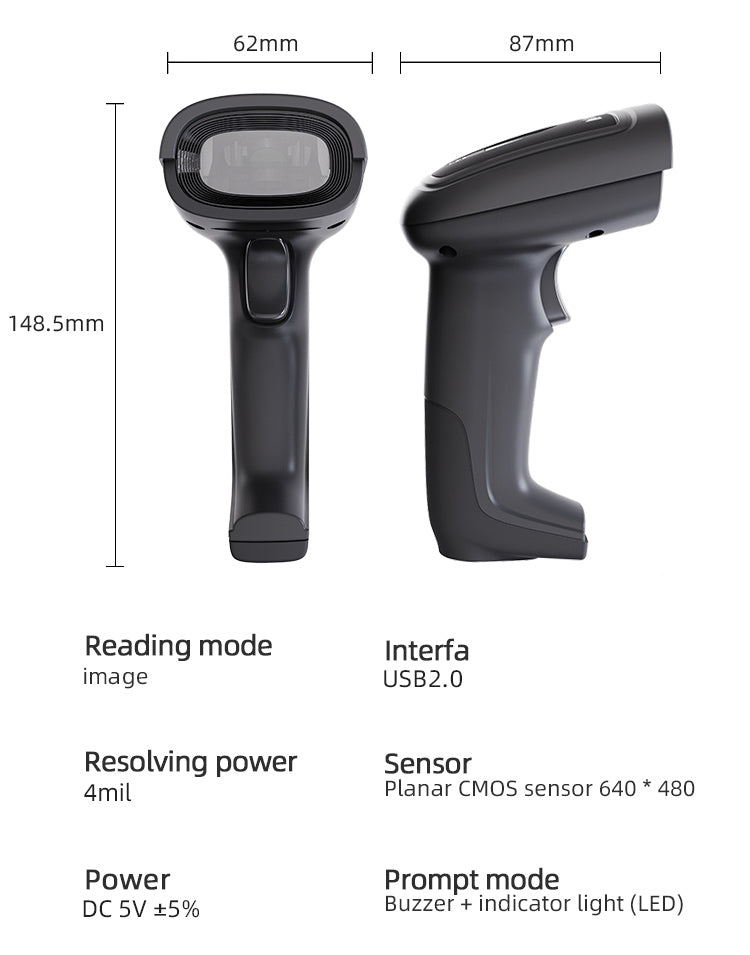 KUNST® GT-1900 2D Wired Barcode Scanner