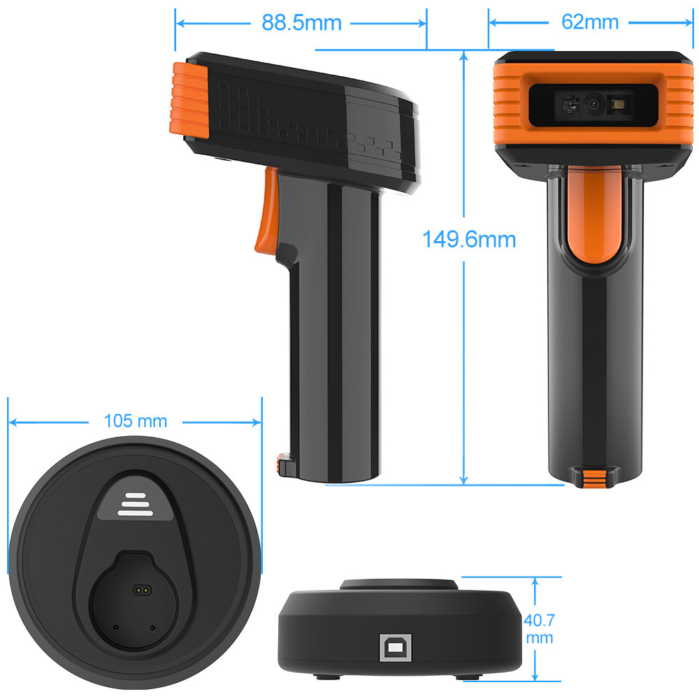 KUNST® GT-3303H Wireless 2.4G Barcode Scanner with Charging Cradle