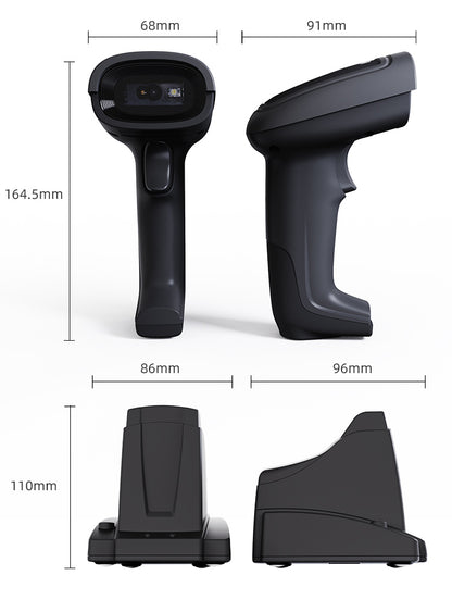 KUNST® GT-1902C+E Wireless 2.4G Bluetooth two-dimensional barcode scanner with charging bracket